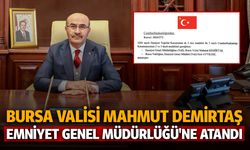 Bursa Valisi Demirtaş Emniyet Genel Müdürlüğü'ne atandı