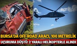 Bursa'da off-road aracı, 100 metrelik uçuruma düştü: 2 yaralı helikopterle alındı